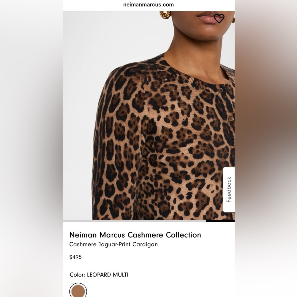 EUC Neiman Marcus Leopard Open Double Faced Cashmere Sweater - Picture 14 of 15